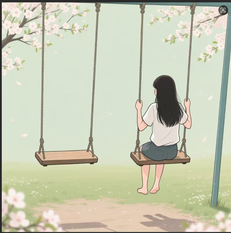 插画秋千